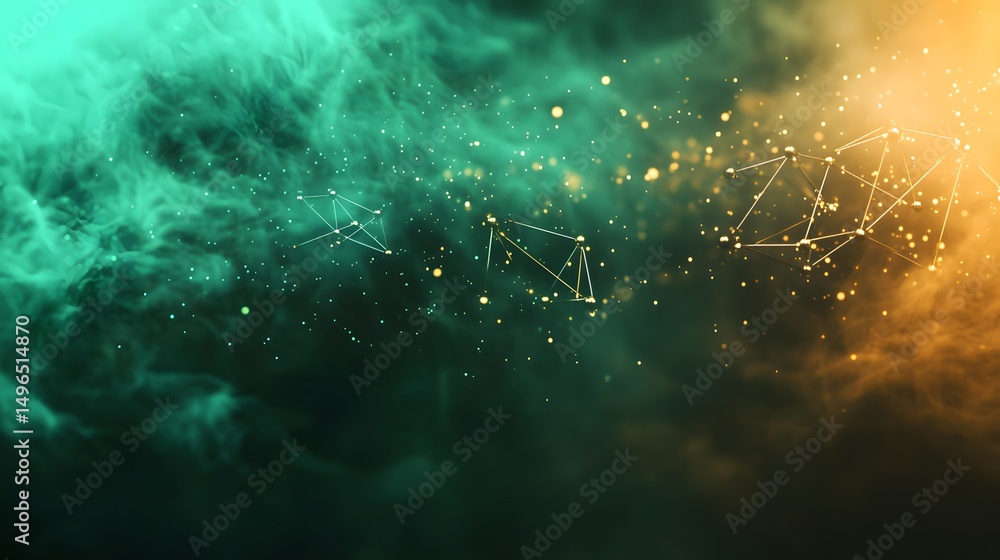 Poster abstract design with interconnected shapes and smoke.