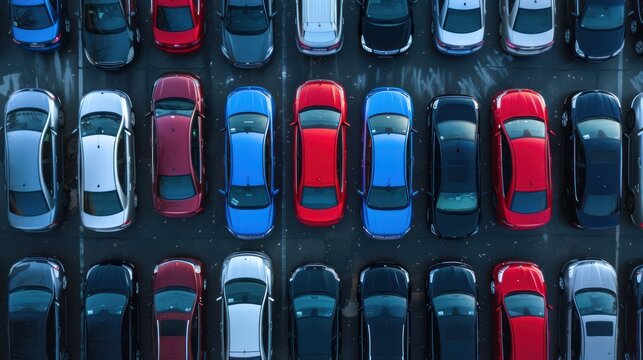 A lot of car parking top view.