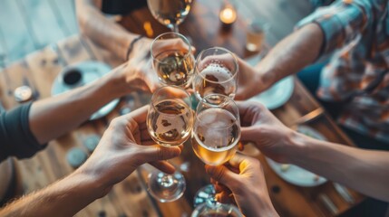 Group of friends celebrating personal achievements with a toast