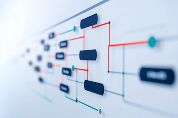 Flowchart depicting interconnected processes and data pathways. Sales pipeline management concept.