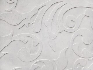 vintage background, white wall, abstract floral pattern, copy space