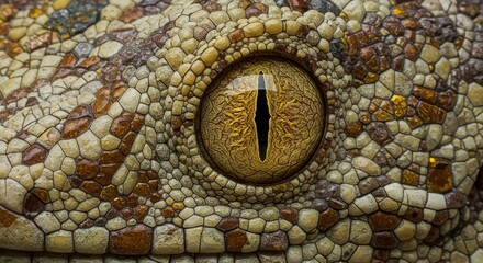 Close-up of an Ancient or Byzantine-Style Mosaic Depicting a Human Eye with Gold and Earth-Toned Tesserae, Symbolizing Vision, Wisdom, and Historical Artistry.