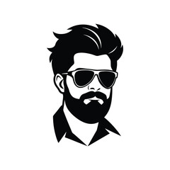 Stylish bearded man with sunglasses vector illustration for design and modern graphic applications