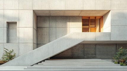 Abstract building exterior with stepped geometric design and minimalist aesthetic 