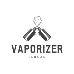 vape logo silhouette design simple vintage retro old concept vape accessories shop with smoke illustration template symbol brand business or product