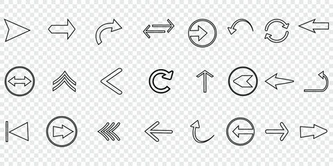 Arrow Icon Collection. Variety of Different Arrows Symbol Simple vectors.
