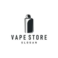 vape logo silhouette design simple vintage retro old concept vape accessories shop with smoke illustration template symbol brand business or product
