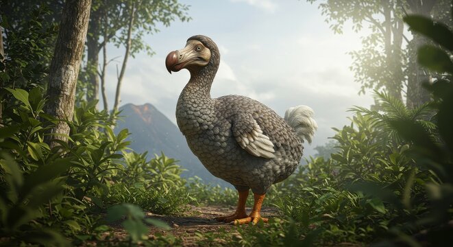 3D Dodo Bird in Lush Forest