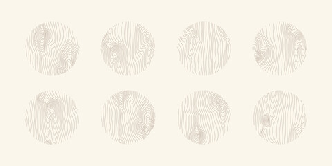 Wood tree pattern texture icon, trunk with annual circle line of age pictogram, set vector design