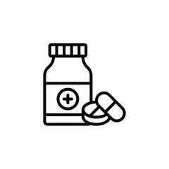 medicine bottle and pills icon vector