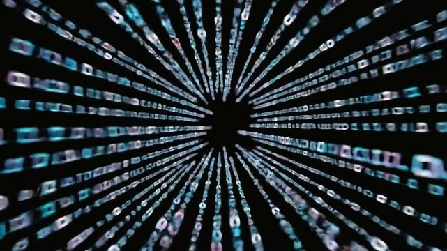 Animation of digital Chain data moving on black background