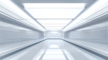 Obraz premium A futuristic, empty corridor with bright lighting and smooth surfaces