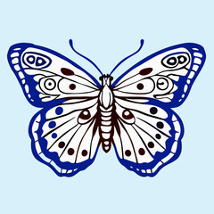 Elegant Blue and White Butterfly Illustration