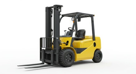 3D Render Yellow Forklift on White Background Illustration