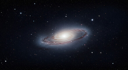 space background with stars.Majestic Spiral Galaxy with Dust Ring Against Starry Cosmos.