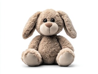 Obraz premium Adorable stuffed rabbit toy on white background, perfect for easter, gifts and playtime