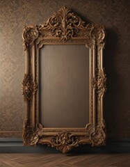 Intricate damask backdrop, antique ornate frames ,  baroque,  aesthetic