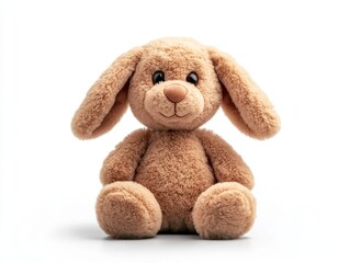 Adorable stuffed rabbit toy on white background, perfect for easter, gifts and playtime
