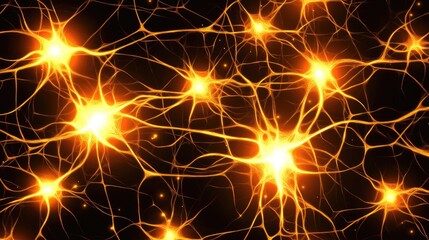 Fototapeta premium Glowing neural network illustration depicting interconnected neurons