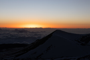 sunset at mona kea observatory area on big island hawaii