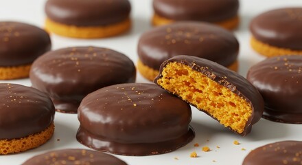 Chocolate Covered Orange Cookies on White Surface