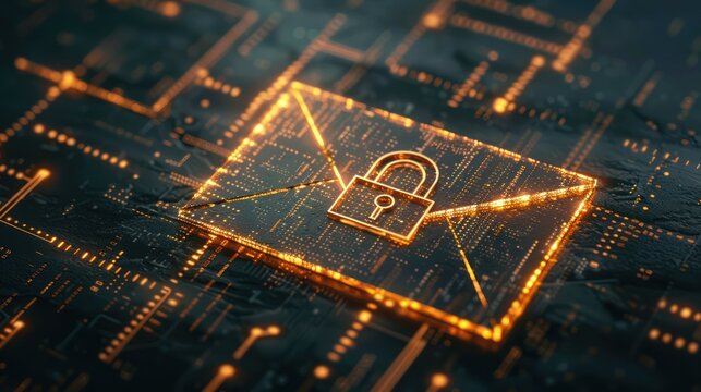 Digital envelope with a padlock representing secure messaging.