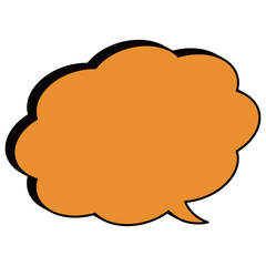 雲形吹き出し　アイソメトリック　オレンジ　オレンジ色