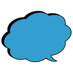 雲形吹き出し　アイソメトリック　水色