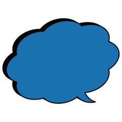 雲形吹き出し　アイソメトリック　青　青色