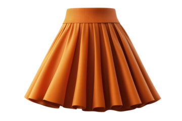 A vibrant and playful orange pleated skirt perfect for a sunny day of carefree adventures and on transparent background