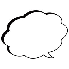 雲形吹き出し　アイソメトリック　白　白色