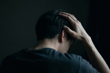 Man Holding His Head in Pain or Stress