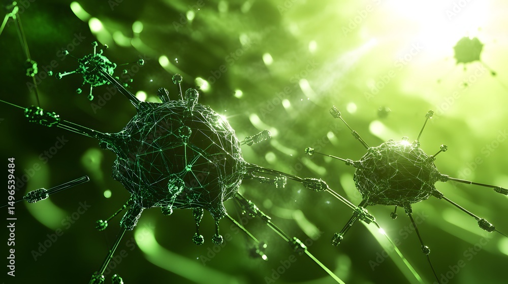 Poster intricate depiction of microscopic, interconnected structures.