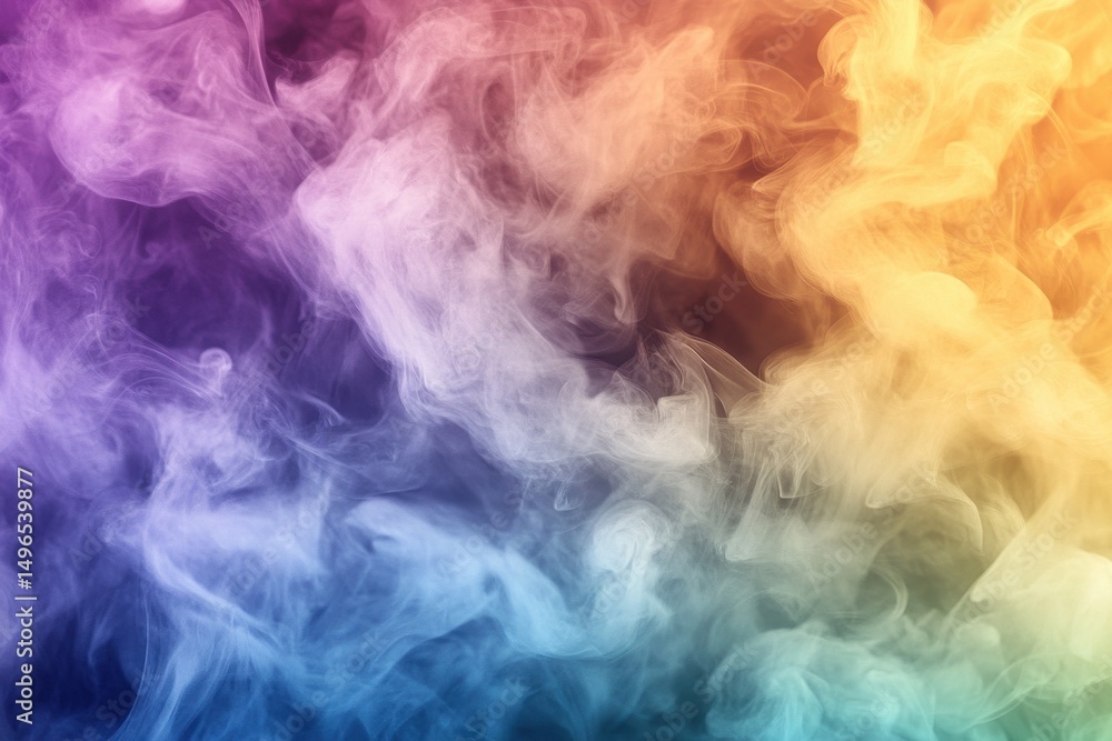 Poster colorful abstract smoke swirling in unpredictable patterns creating a vibrant visual experience, abs