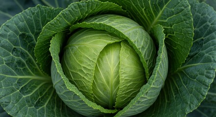 Closeup Photo of a Fresh Green Cabbage