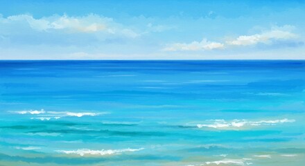 Obraz premium Illustration of Tranquil Ocean and Clouds
