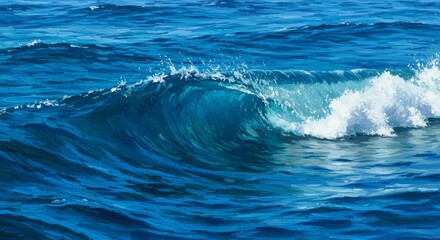 Obraz premium Illustration of a Crashing Blue Ocean Wave