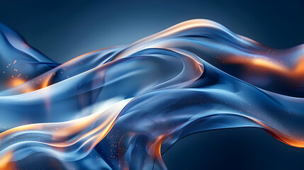 Obraz premium Abstract 3D Blue and Orange Swirling Waves Background