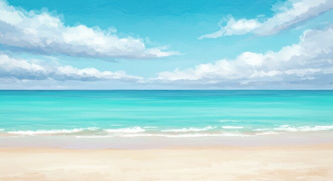Illustration of Idyllic Tropical Beach Scene
