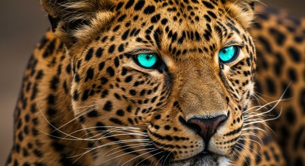 Obraz premium Leopard With Intense Blue Eyes Close Up