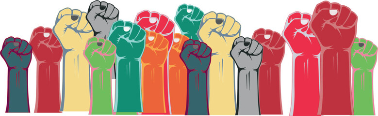 Raised Fist Vector: Bold Two-Tone Design