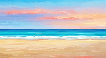Illustration of Tranquil Beach at Sunset