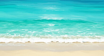 Illustration of Turquoise Ocean Waves on Sandy Beach