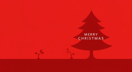 Minimalist Red Christmas Illustration Background