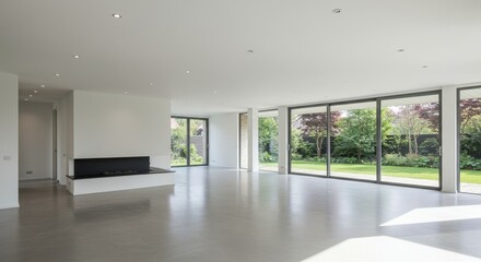 Photo: Modern Empty Living Room Interior With Garden View