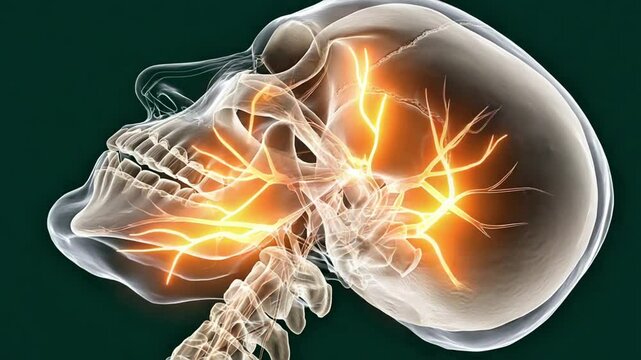 3D X-ray Illustration of Human Jawbone and Facial Nerves &ndash; AI Medical Anatomy Concept