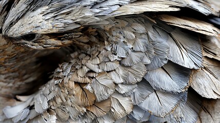 Close-up Abstract of Bird Feathers Exhibiting an Intricate Pattern and Texture