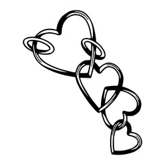 interlocking hearts chain vector illustration