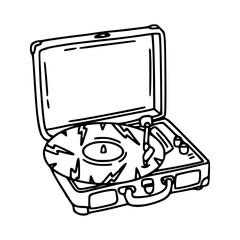 vintage portable record player with vinyl