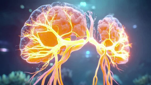3D Illustration of Human Salivary Gland Cells with Neural Connections - AI Medical and Scientific Visualization